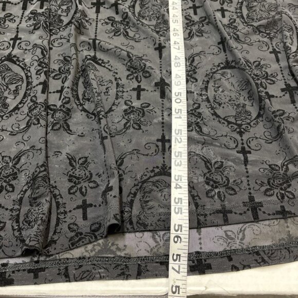 Unique Vintage Womens Plus OS Black Sheer Burnout Mesh Maxi Dress Witchy Grunge - Picture 9 of 10